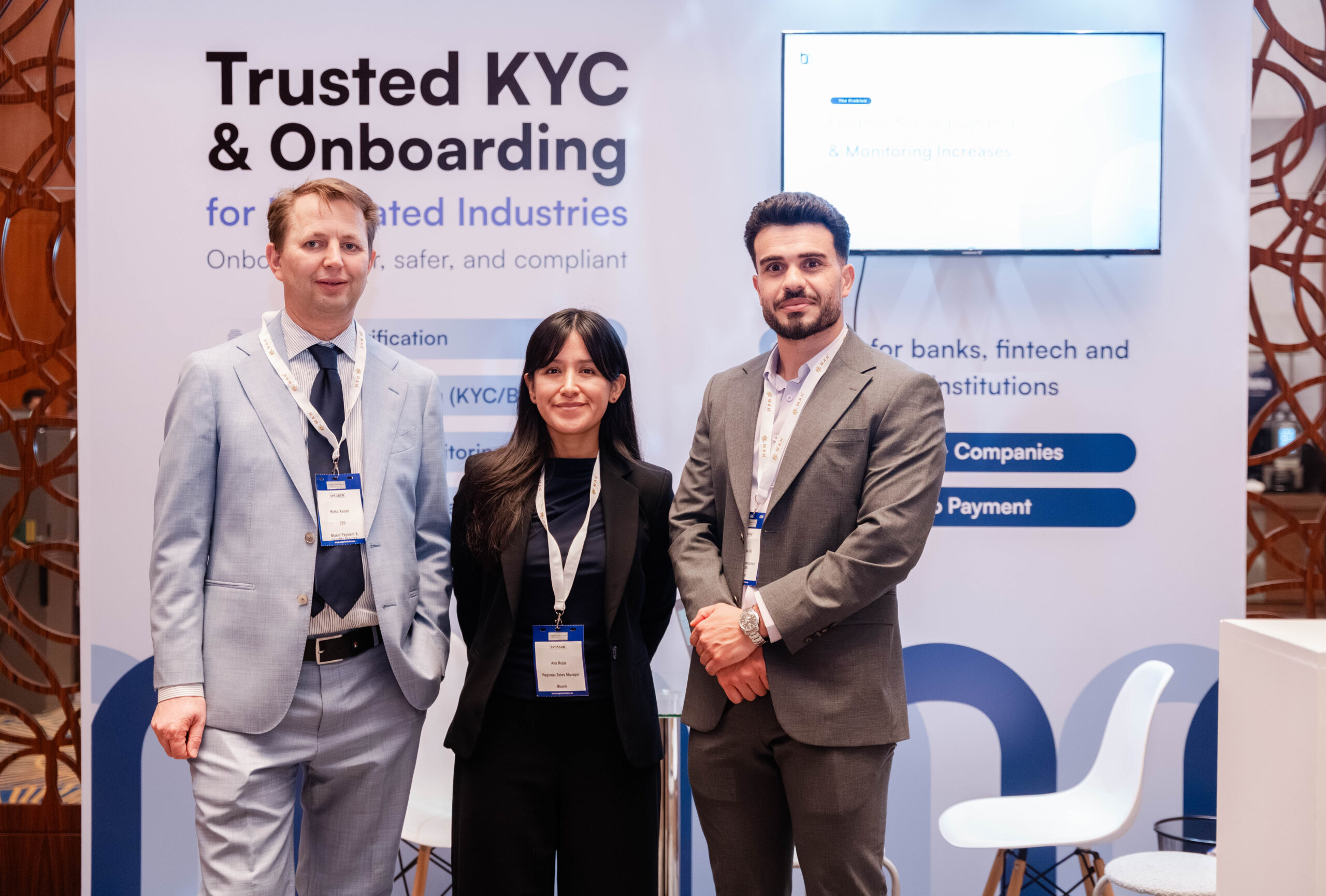 Bluem team at a Trusted KYC and Onboarding event stand