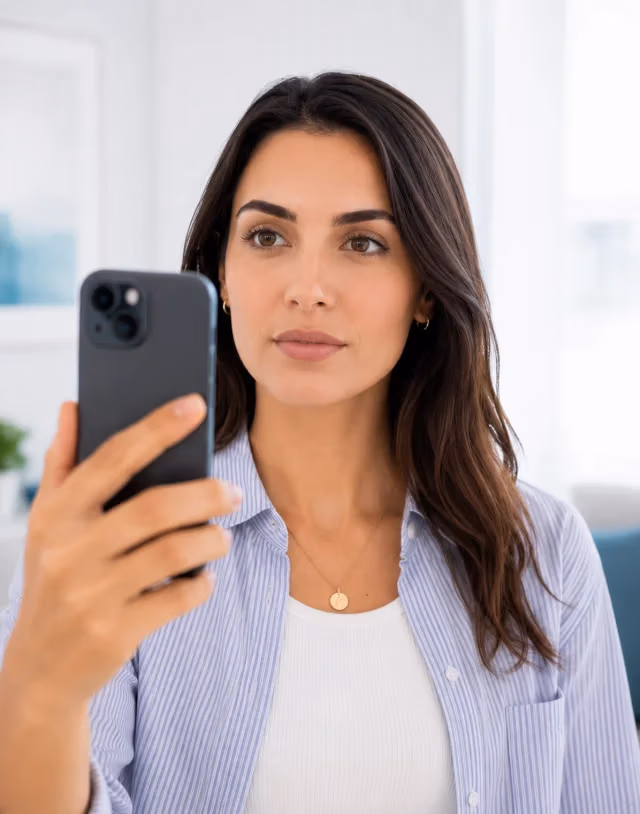 Woman verifying her identity on a smartphone with okID