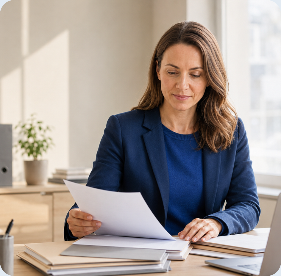 Compliance officer reviewing AML screening results