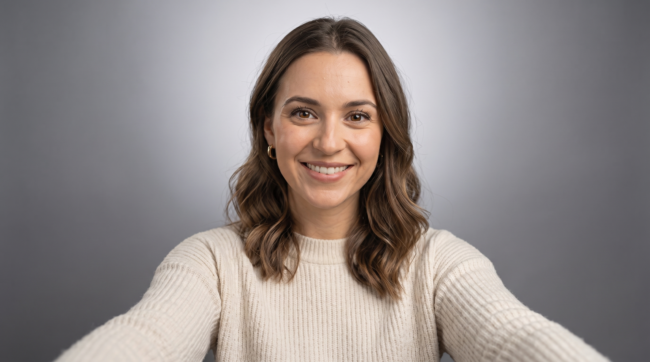 Smiling woman framed by a liveness check outline