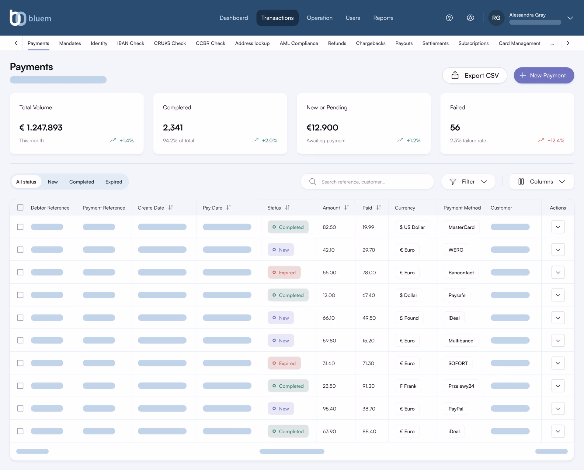Nlp dashboard payments