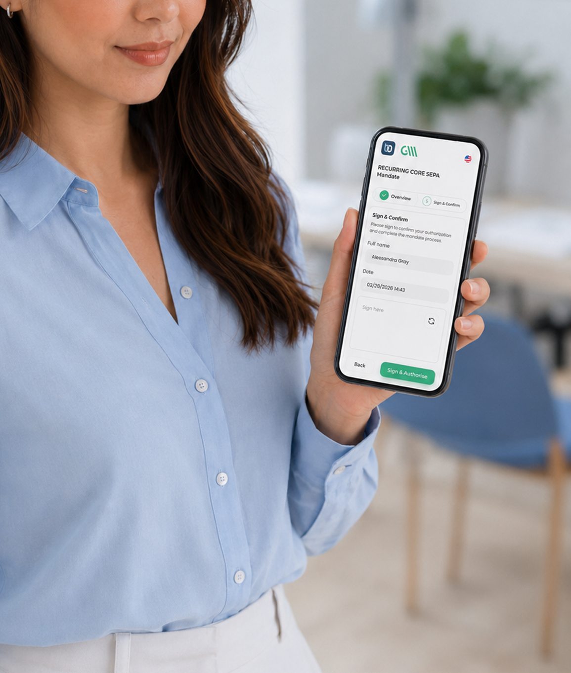 Signing an electronic Green Mandate on a phone